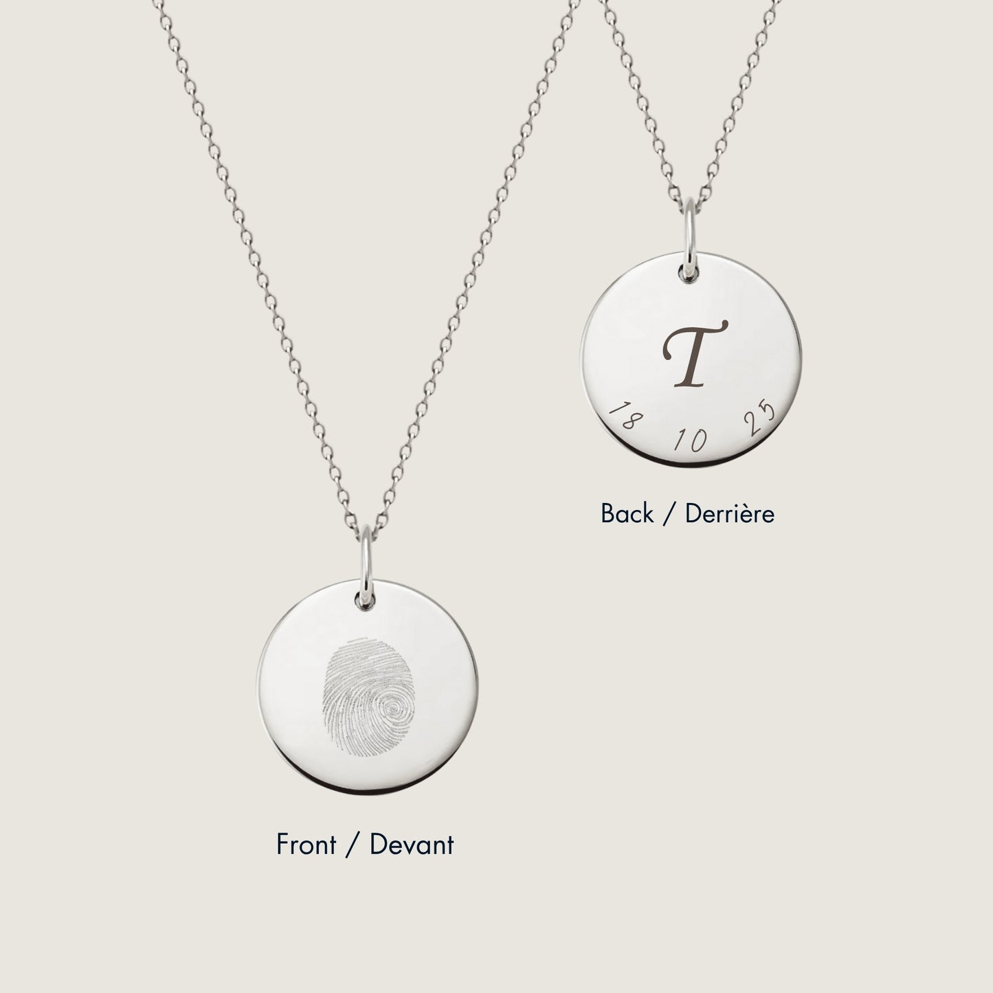 Pendentif d'Empreinte | Disque en Or 10 Carats