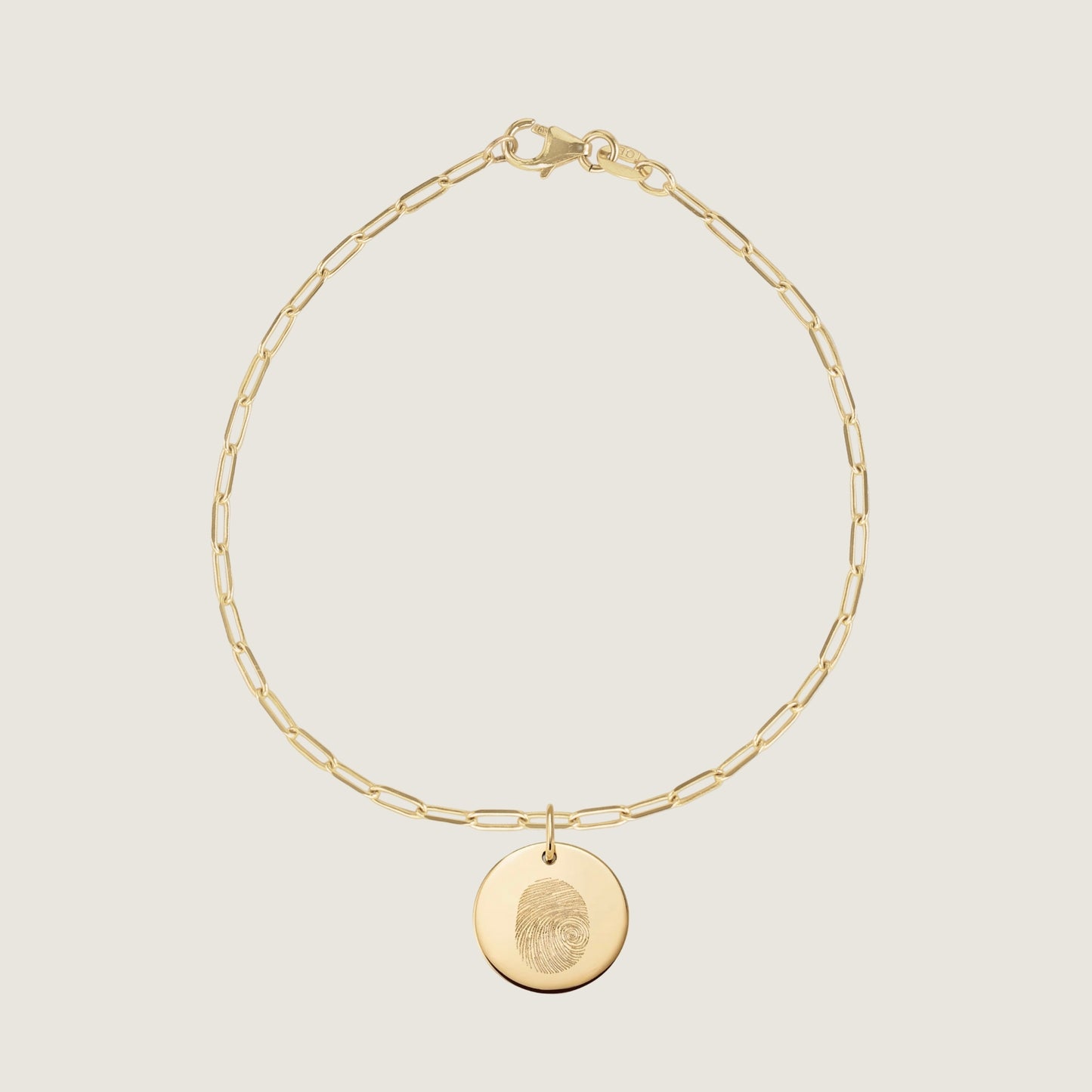 10K solid gold Actual Fingerprint Personalized Custom Memorial Engraved Paperclip Bracelet