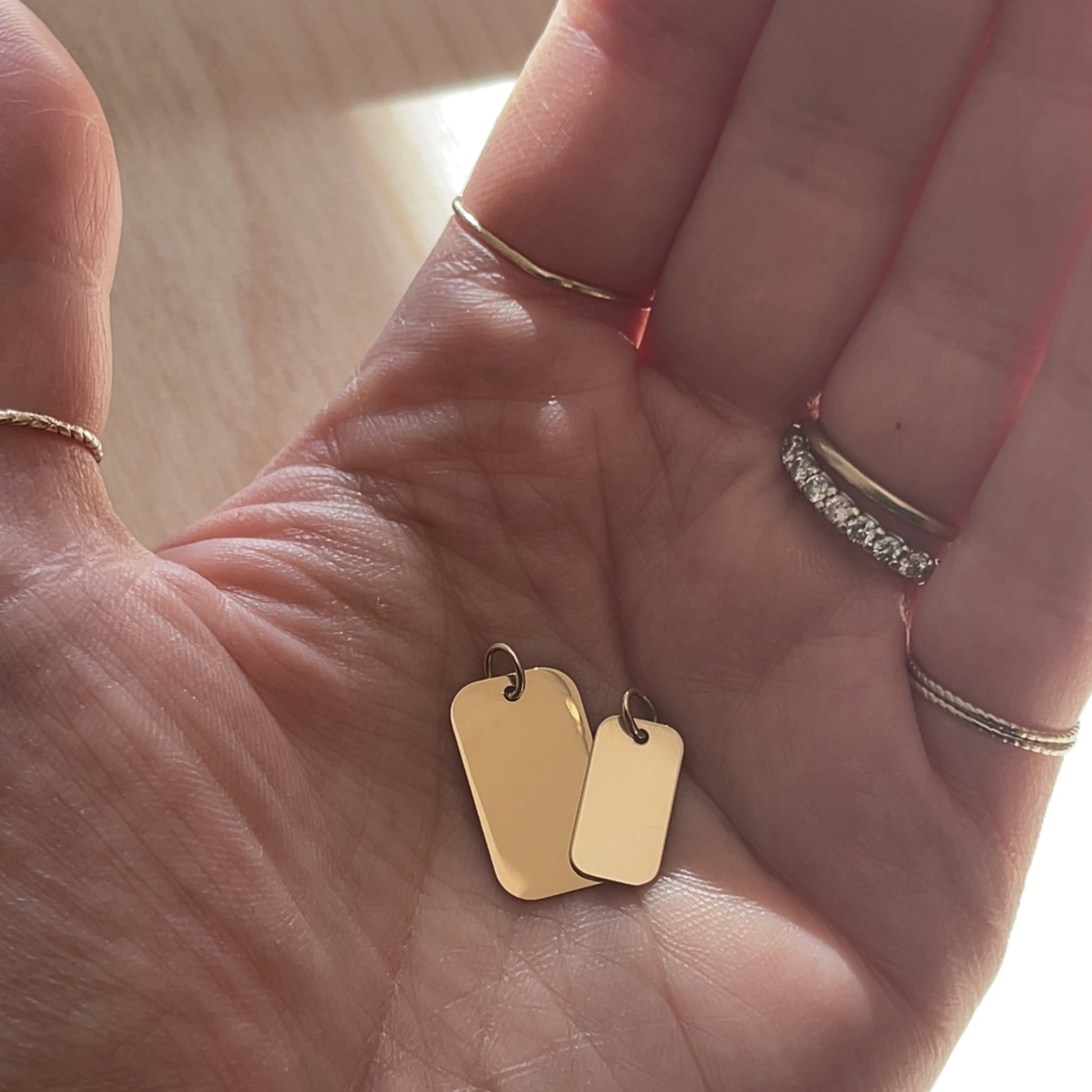 10K solid gold Actual Fingerprint Personalized Rectangle Pendant available in two sizes