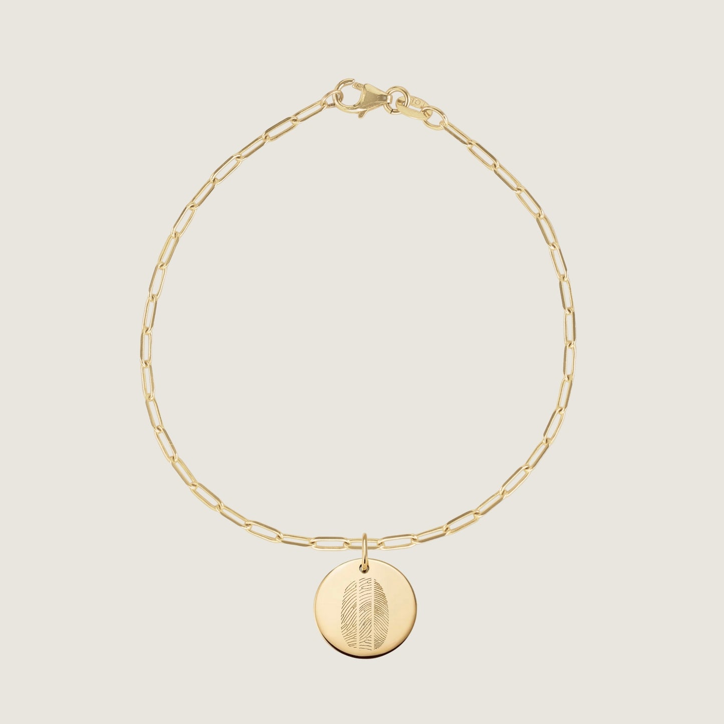 10K solid gold Actual Three Fingerprint Personalized Custom Memorial Engraved Paperclip Bracelet