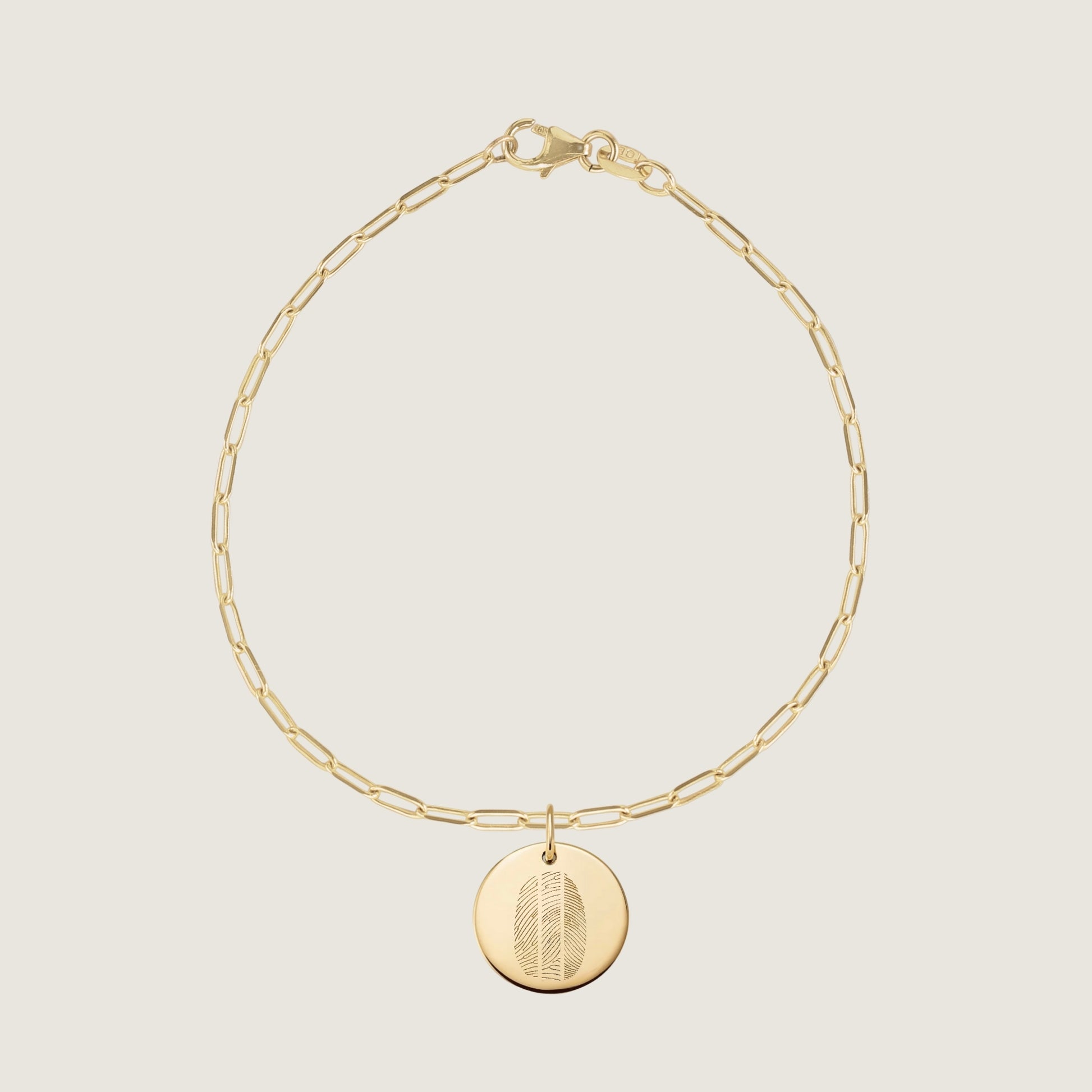 10K solid gold Actual Three Fingerprint Personalized Custom Memorial Engraved Paperclip Bracelet