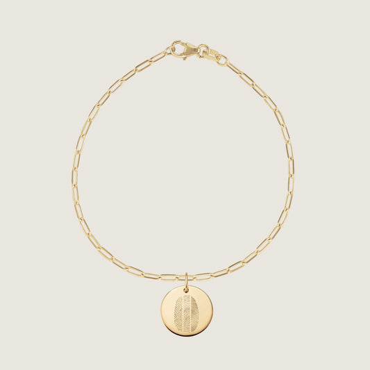 10K solid gold Actual Three Fingerprint Personalized Custom Memorial Engraved Paperclip Bracelet