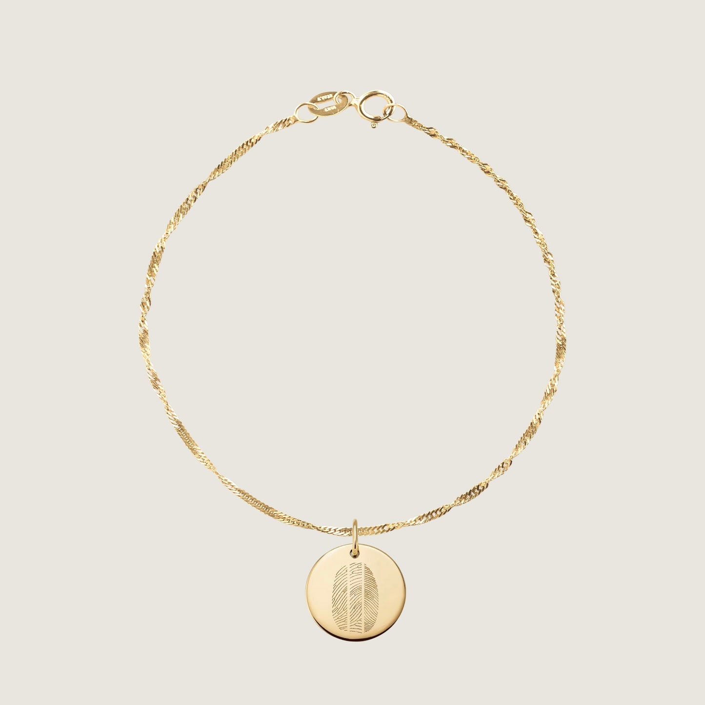 10K solid gold Actual Three Fingerprint Personalized Custom Memorial Engraved Twisted Bracelet