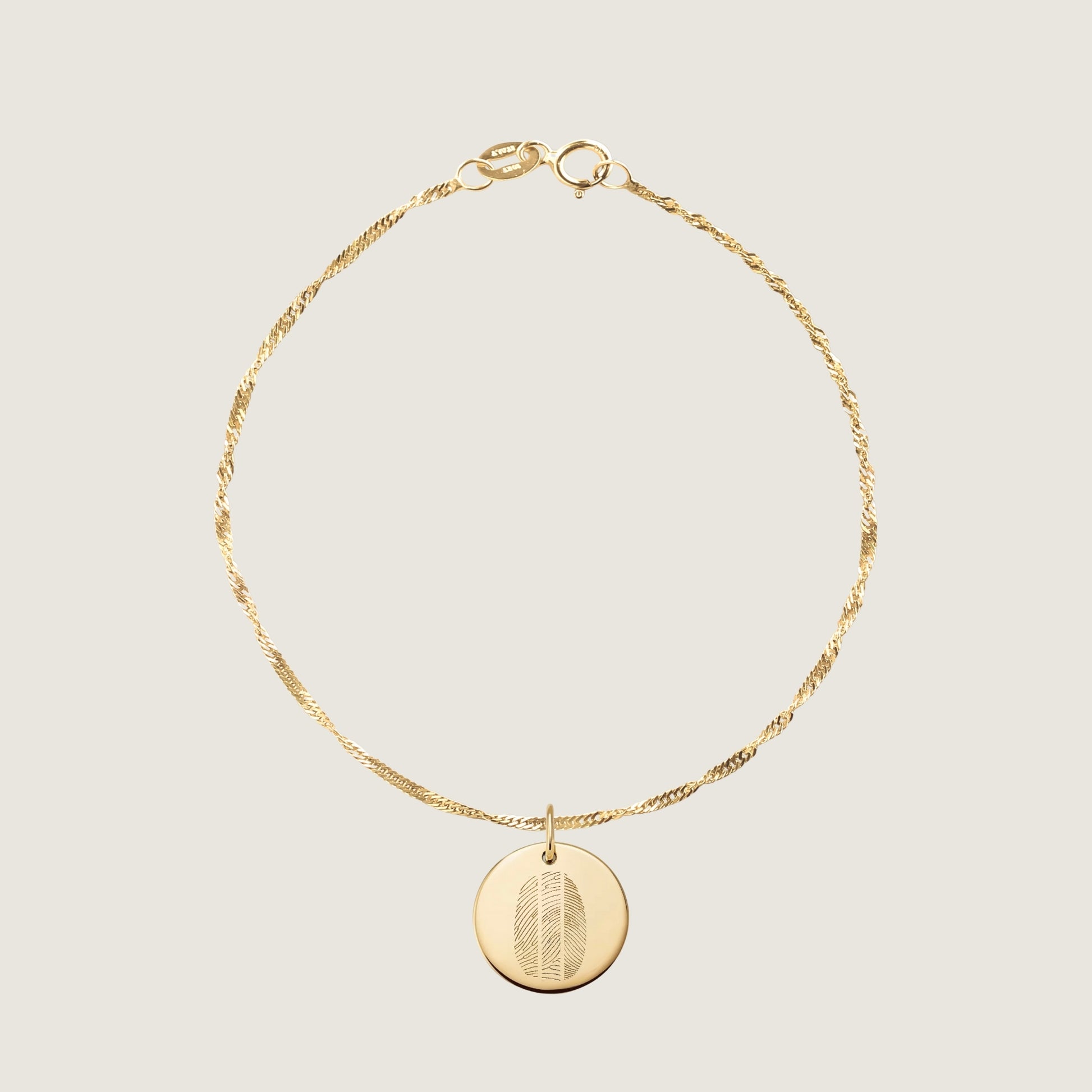 10K solid gold Actual Three Fingerprint Personalized Custom Memorial Engraved Twisted Bracelet