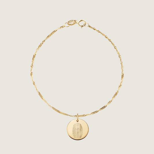 10K solid gold Actual Three Fingerprint Personalized Custom Memorial Engraved Twisted Bracelet