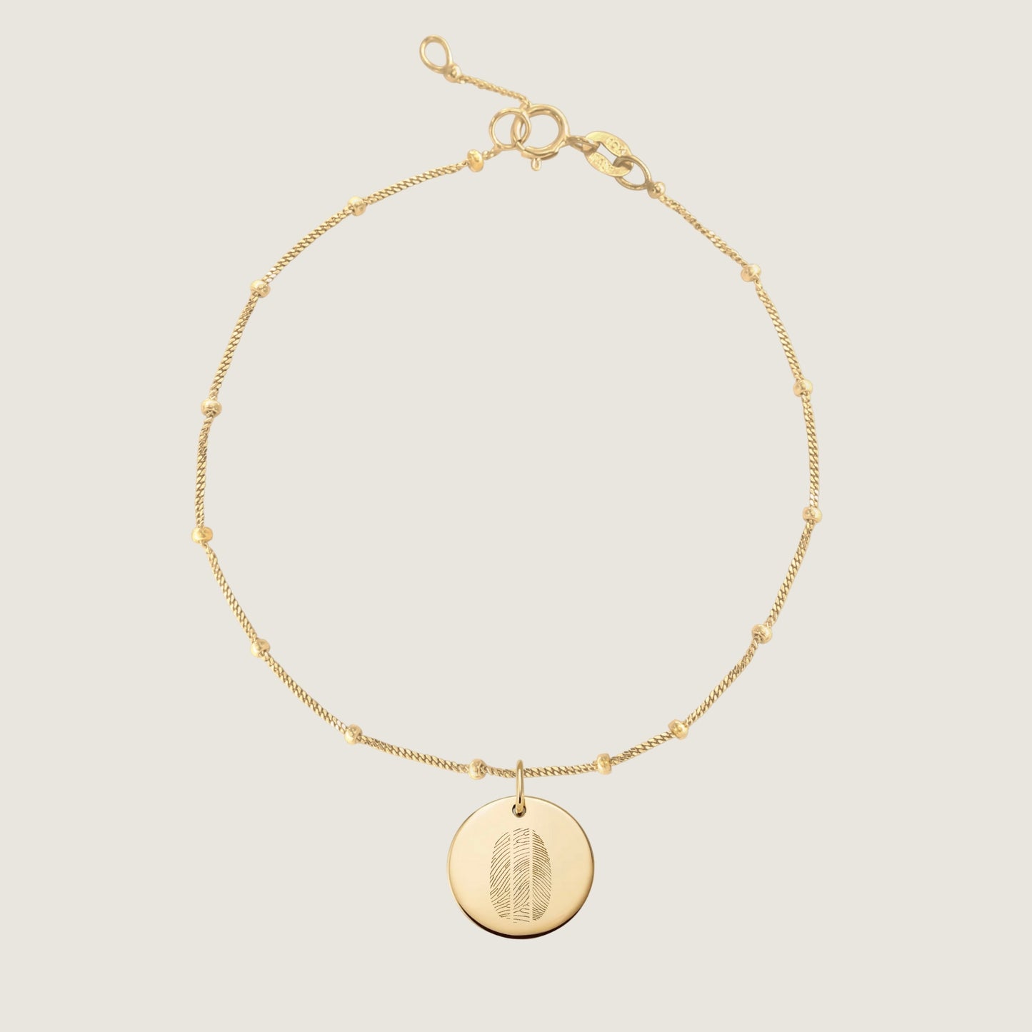 10K solid gold Actual Three fingerprint Personalized Custom Memorial Engraved Sphere Bracelet