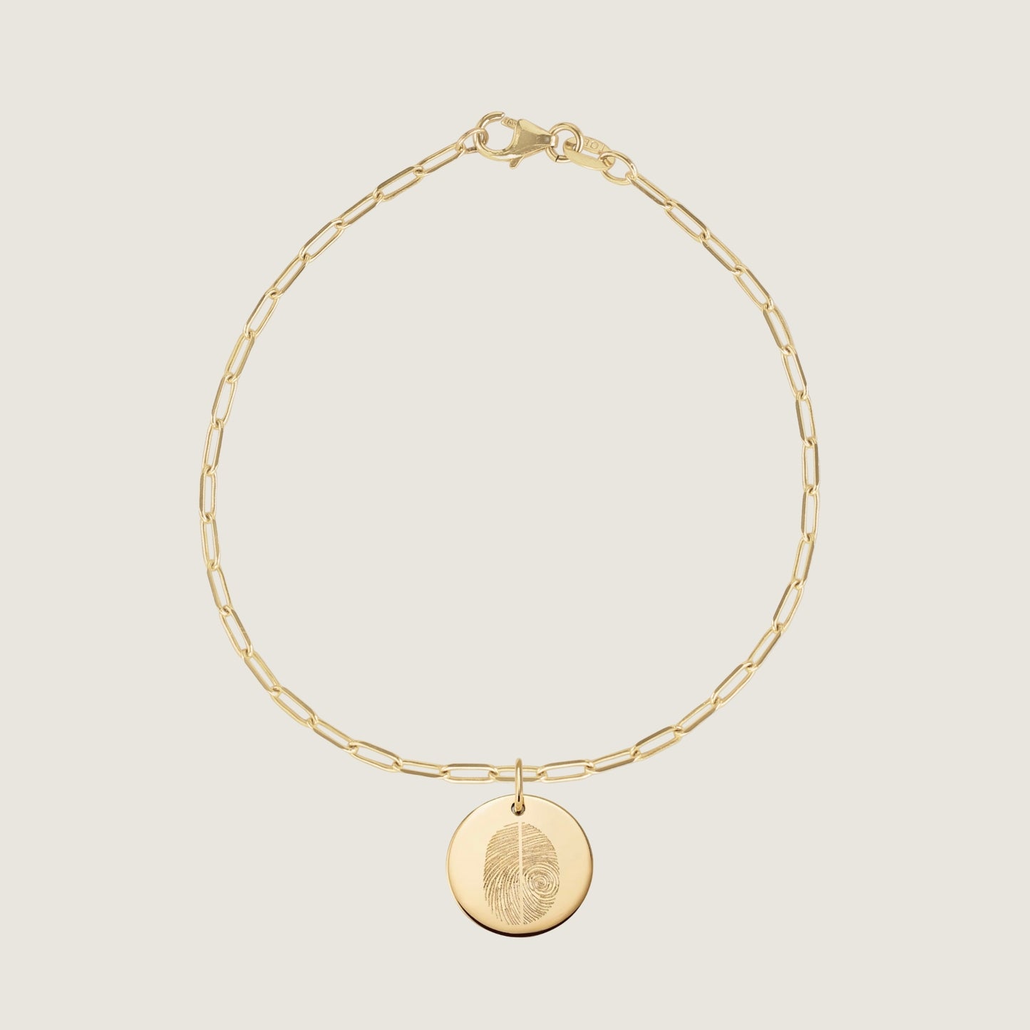 10K solid gold Actual Two Fingerprint Personalized Custom Memorial Engraved Paperclip Bracelet