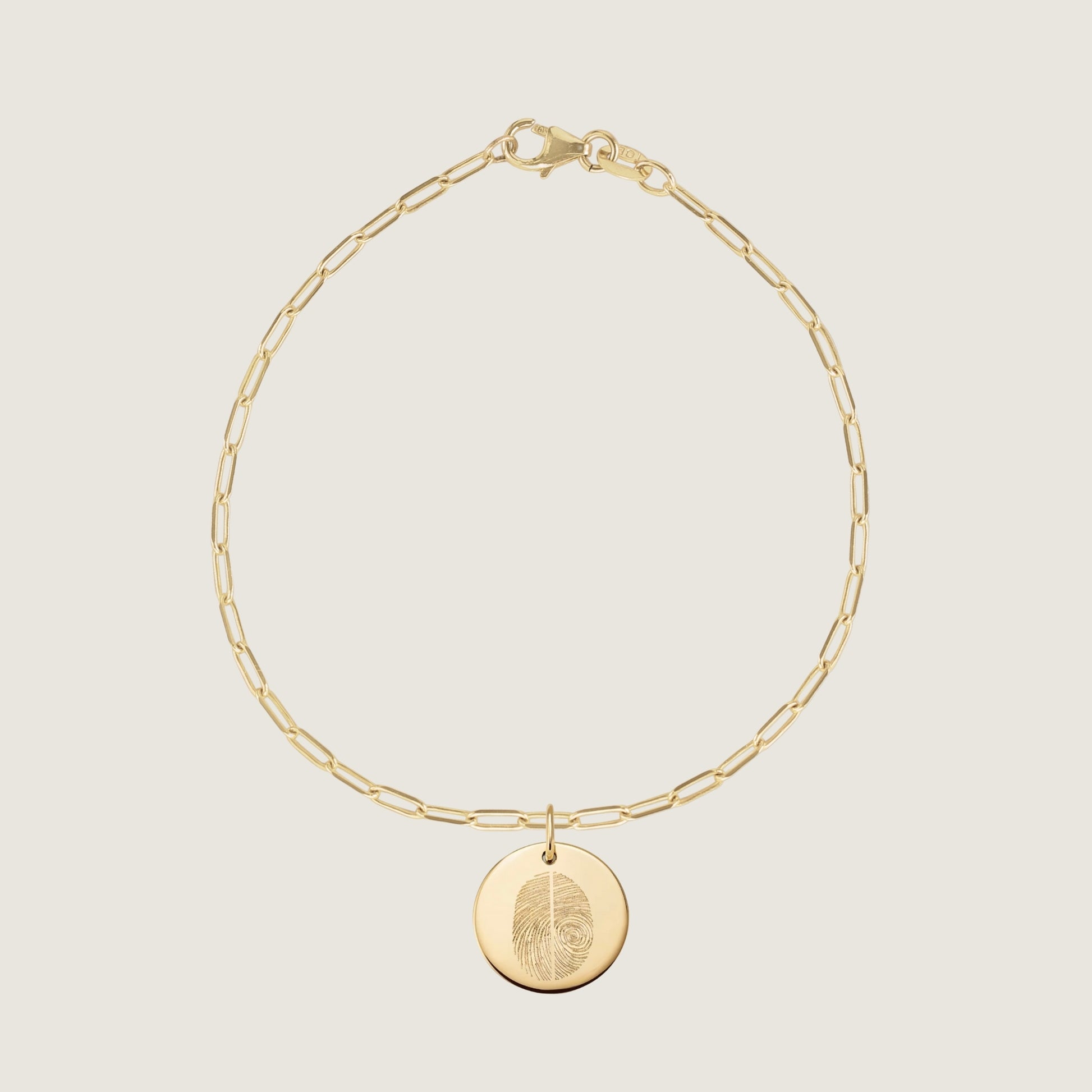 10K solid gold Actual Two Fingerprint Personalized Custom Memorial Engraved Paperclip Bracelet