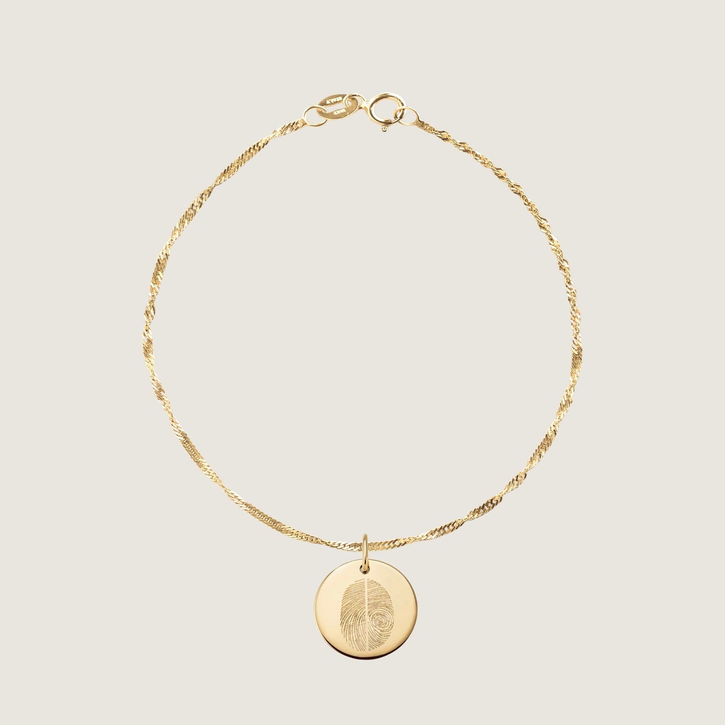 10K solid gold Actual Two Fingerprint Personalized Custom Memorial Engraved Twisted Bracelet