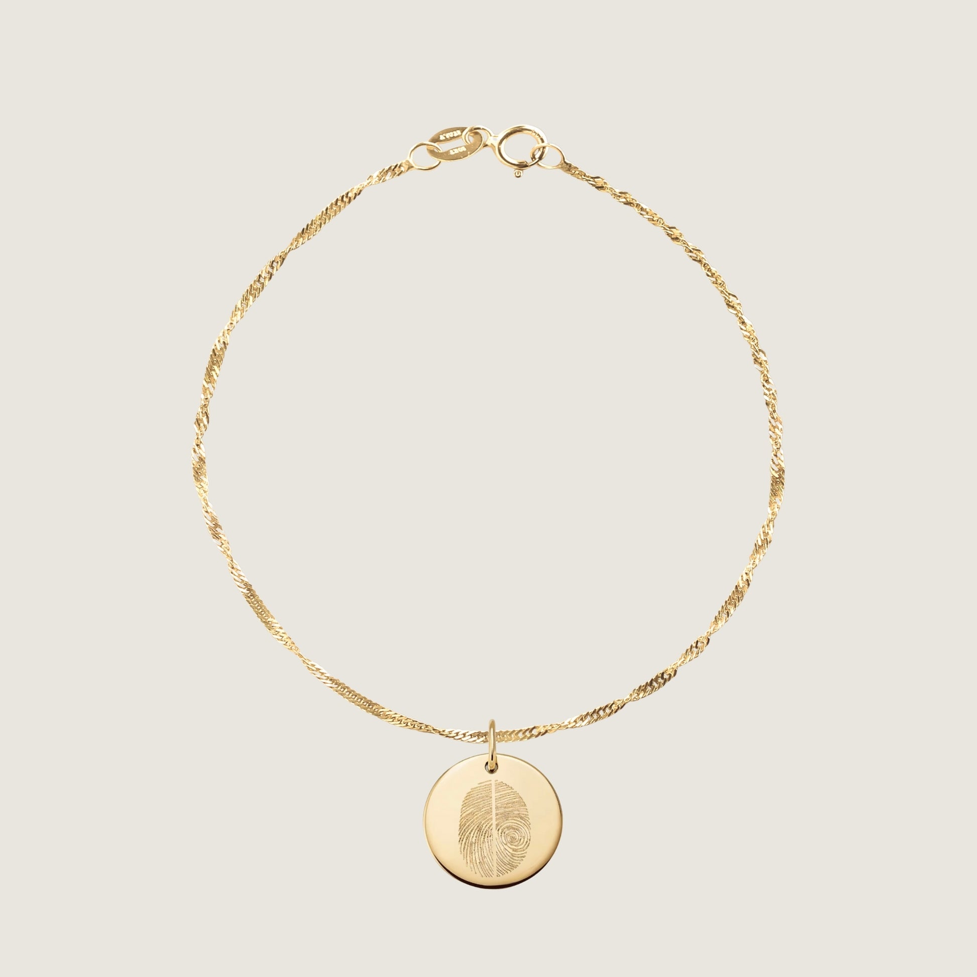 10K solid gold Actual Two Fingerprint Personalized Custom Memorial Engraved Twisted Bracelet