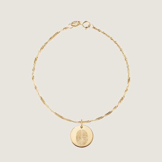 10K solid gold Actual Two Fingerprint Personalized Custom Memorial Engraved Twisted Bracelet