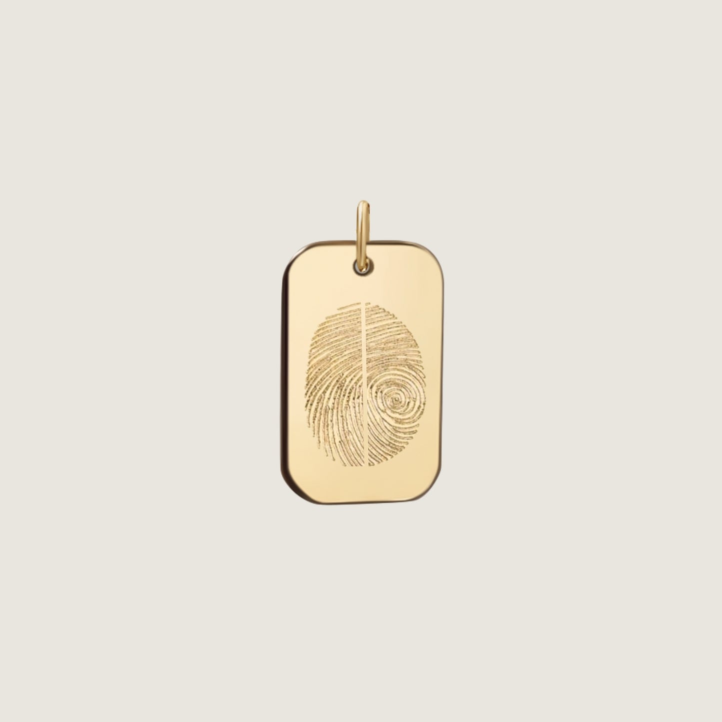 10K solid gold Actual Two fingerprint Personalized Custom Memorial Engraved Rectangle Pendant