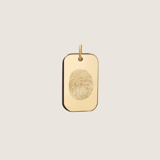 10K solid gold Actual fingerprint Personalized Custom Memorial Engraved Rectangle Pendant