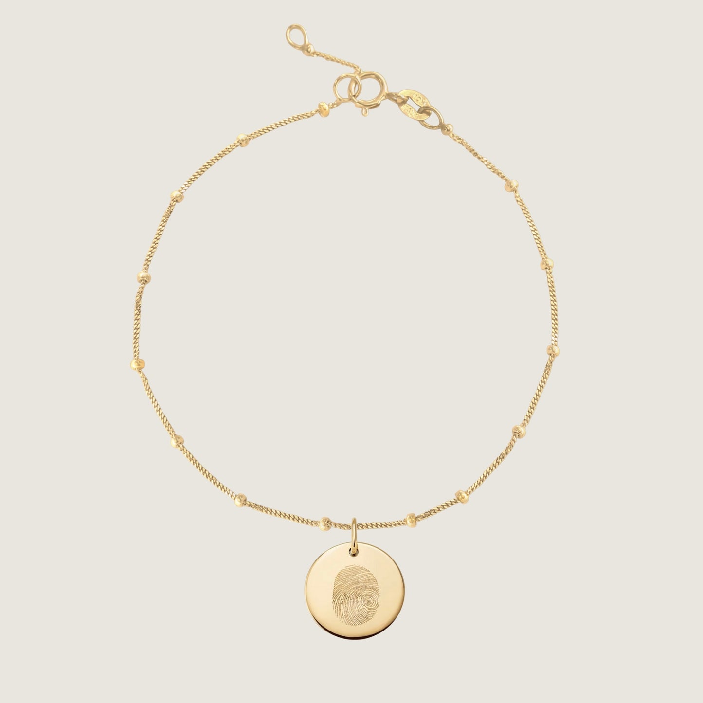 10K solid gold Actual  fingerprint Personalized Custom Memorial Engraved Sphere Bracelet