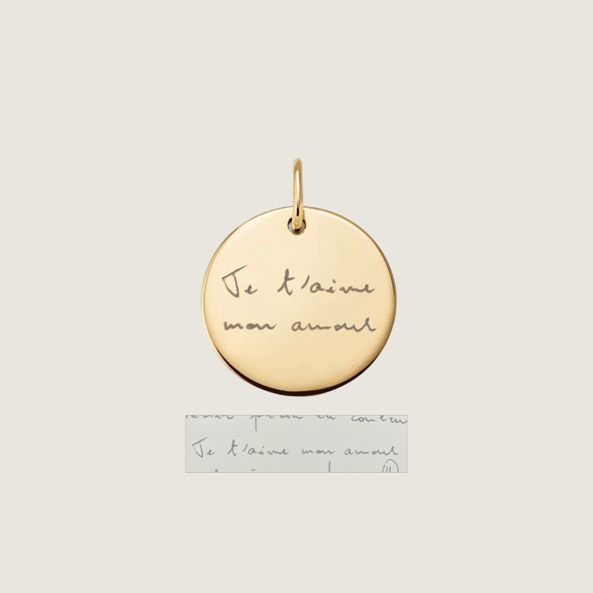 10K solid gold Actual Handwriting Personalized Custom Memorial Engraved Pendant
