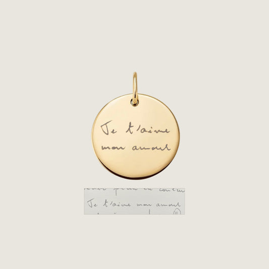 10K solid gold Actual Handwriting Personalized Custom Memorial Engraved Pendant