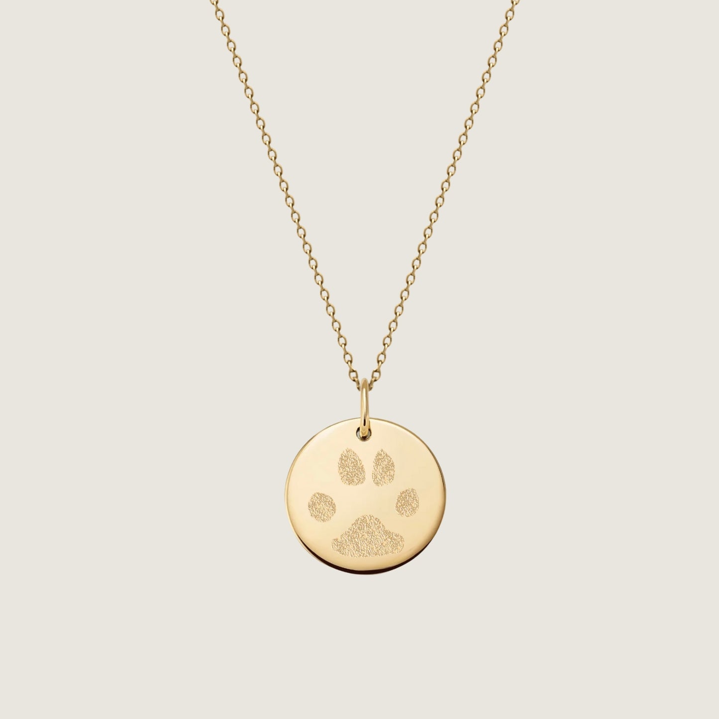 Paw Print Cable Chain Necklace | 10K Gold Circle