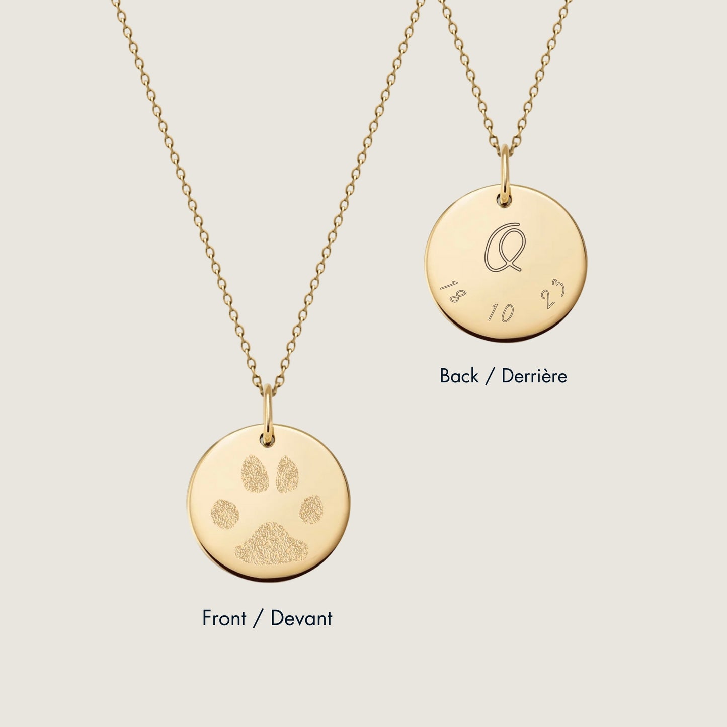 Paw Print Cable Chain Necklace | 10K Gold Circle