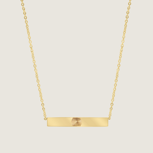 The Fingerprint Necklace | 14K Gold Bar