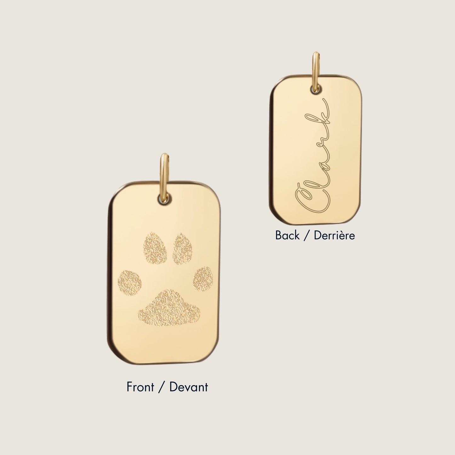 Paw Print Pendant | 10K Gold Rectangle