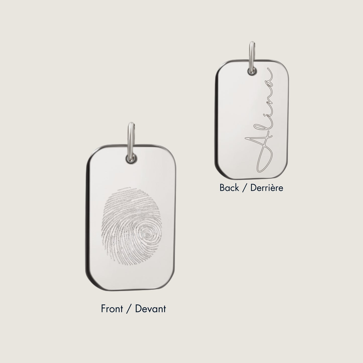 Fingerprint Pendant | 10K Gold Rectangle