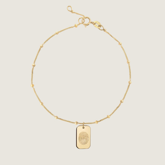 Fingerprint Sphere Bracelet | 10K Gold Rectangle