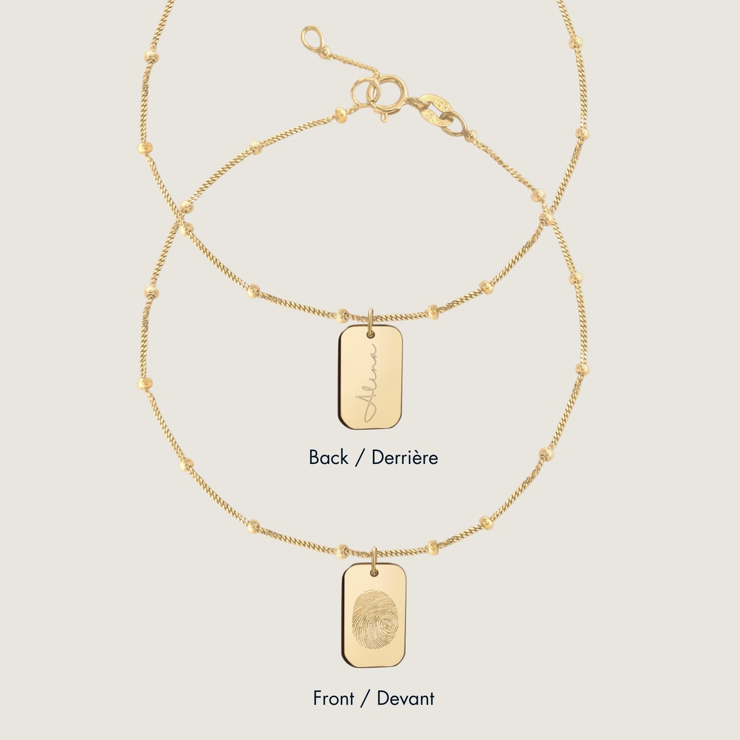 Bracelet Sphère Empreinte | Rectangle Or 10 Carats