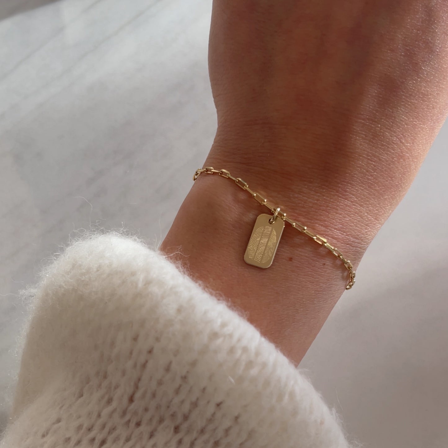 Bracelet Trombone Trois Empreintes | Rectangle Or 10 Carats