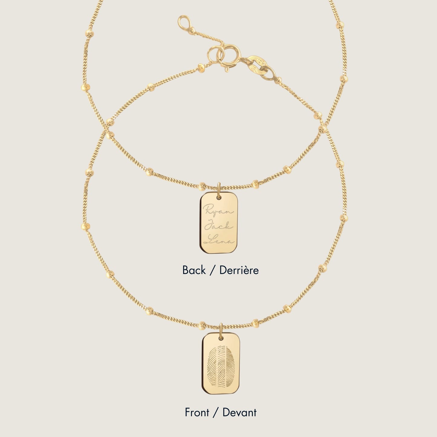 Bracelet Sphère Trois Empreintes | Rectangle Or 10 Carats