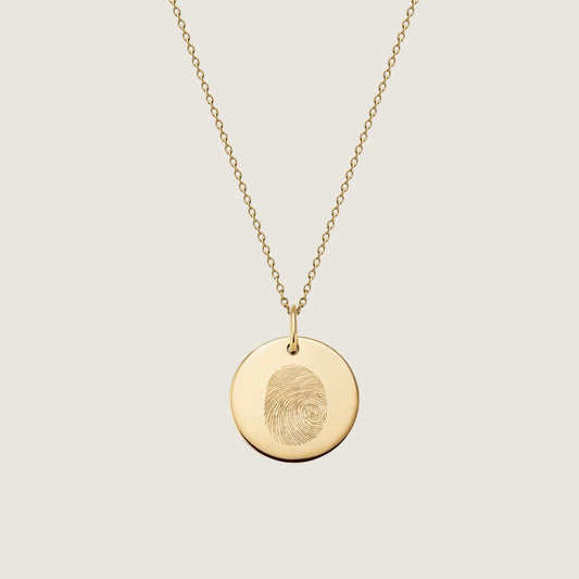 Fingerprint Cable Chain Necklace | 10K Gold Circle