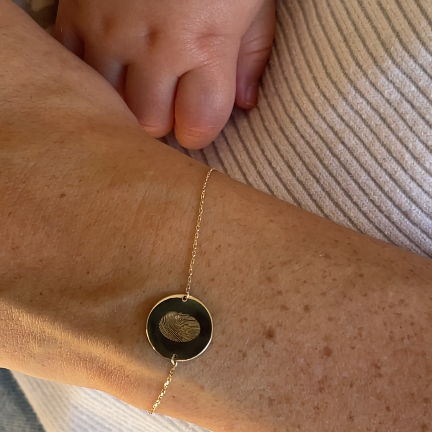 Bracelet Sphere Empreinte | Disque Or 10 Carats
