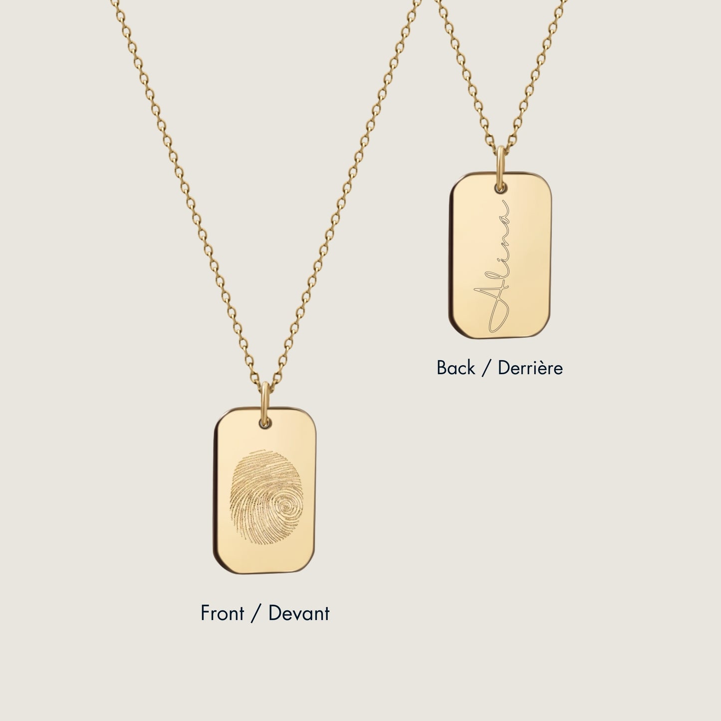 Pendentif d'Empreinte | Rectangle en Or 10 Carats