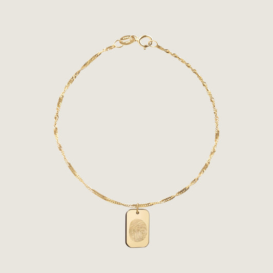 Fingerprint Twisted Bracelet | 10K Gold Rectangle