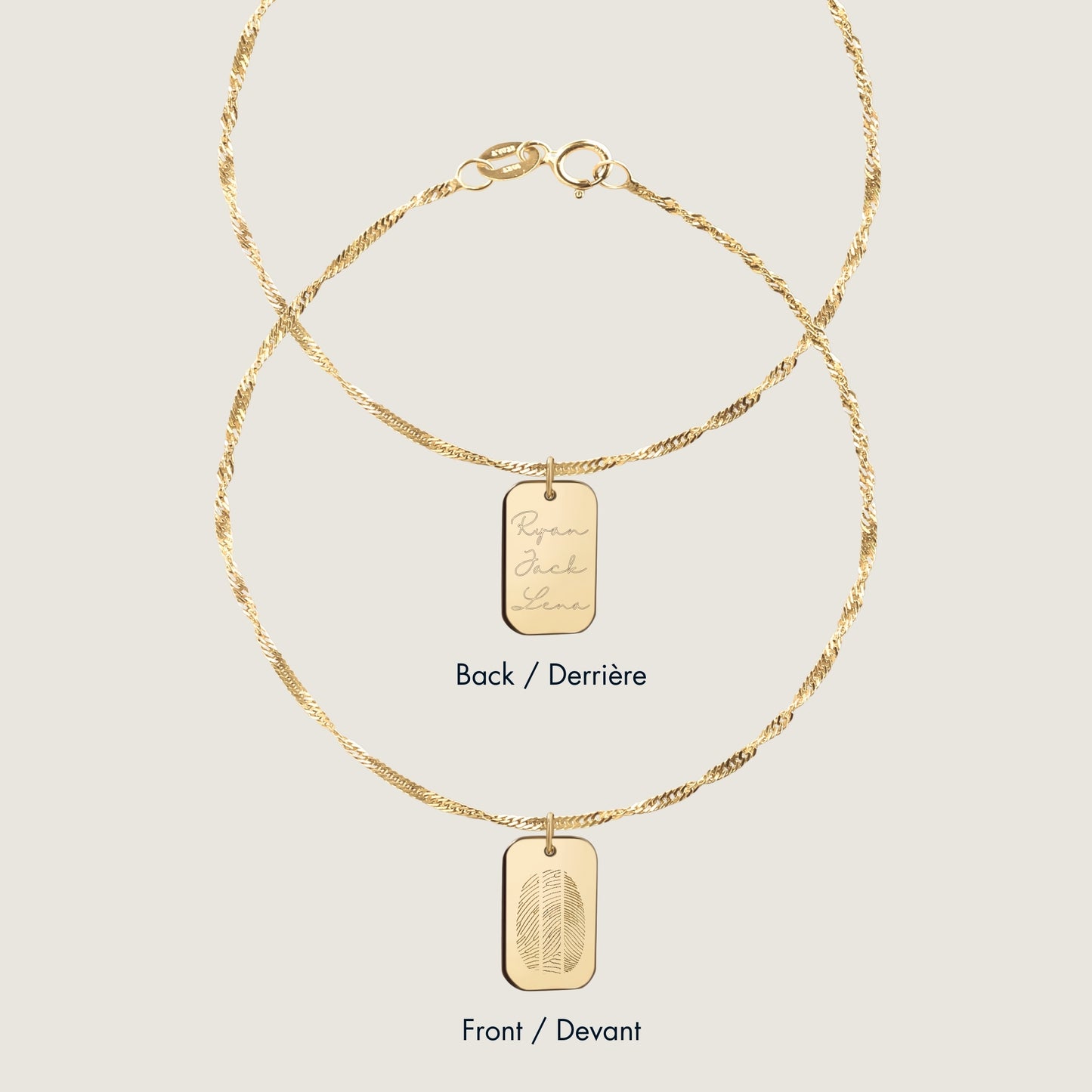 Bracelet Torsadé Trois Empreintes | Rectangle Or 10 Carats