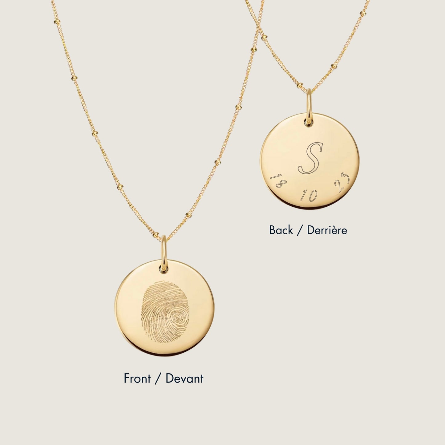 Fingerprint Sphere Chain Necklace | 10K Gold Circle
