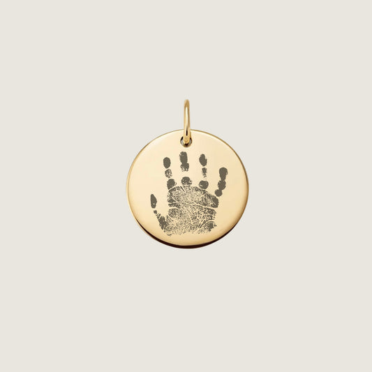 Handprint Pendant | 10K Gold Circle