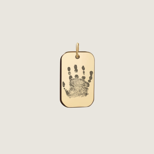 Handprint Pendant | 10K Gold Rectangle