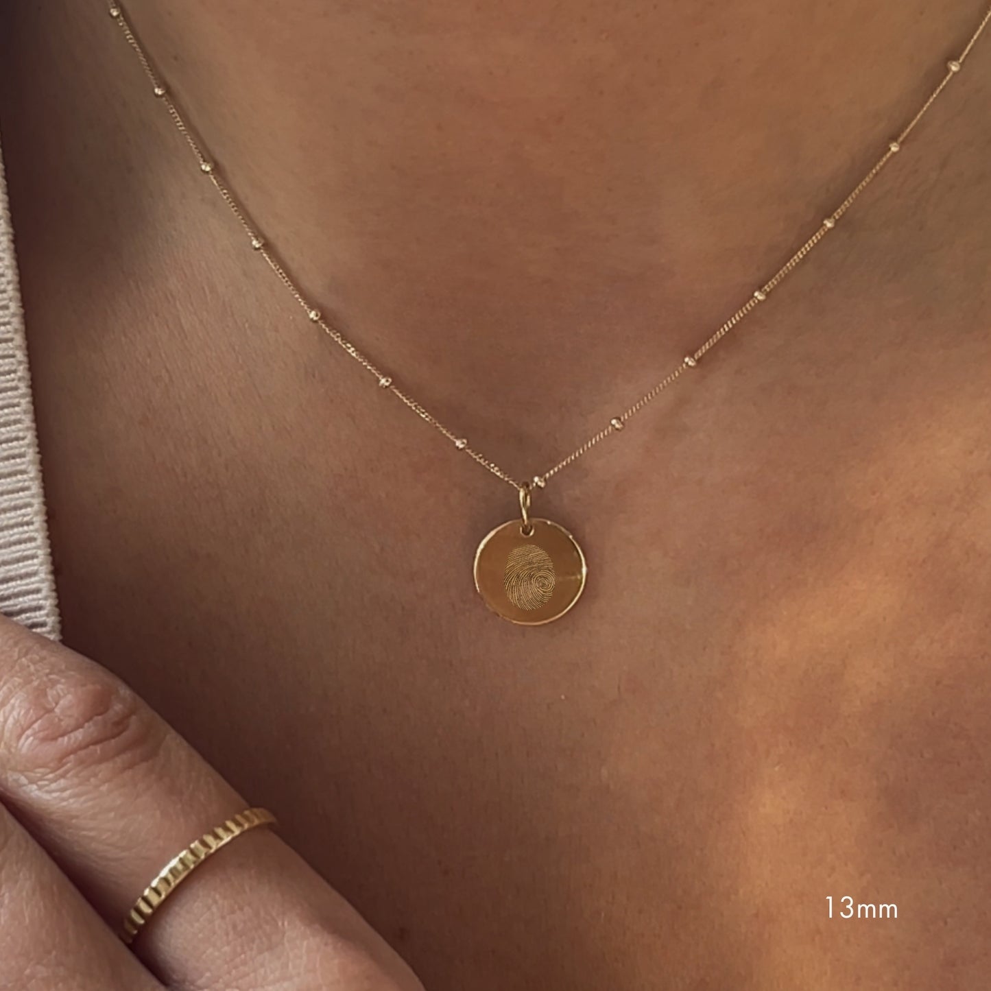 Fingerprint Sphere Chain Necklace | 10K Gold Circle