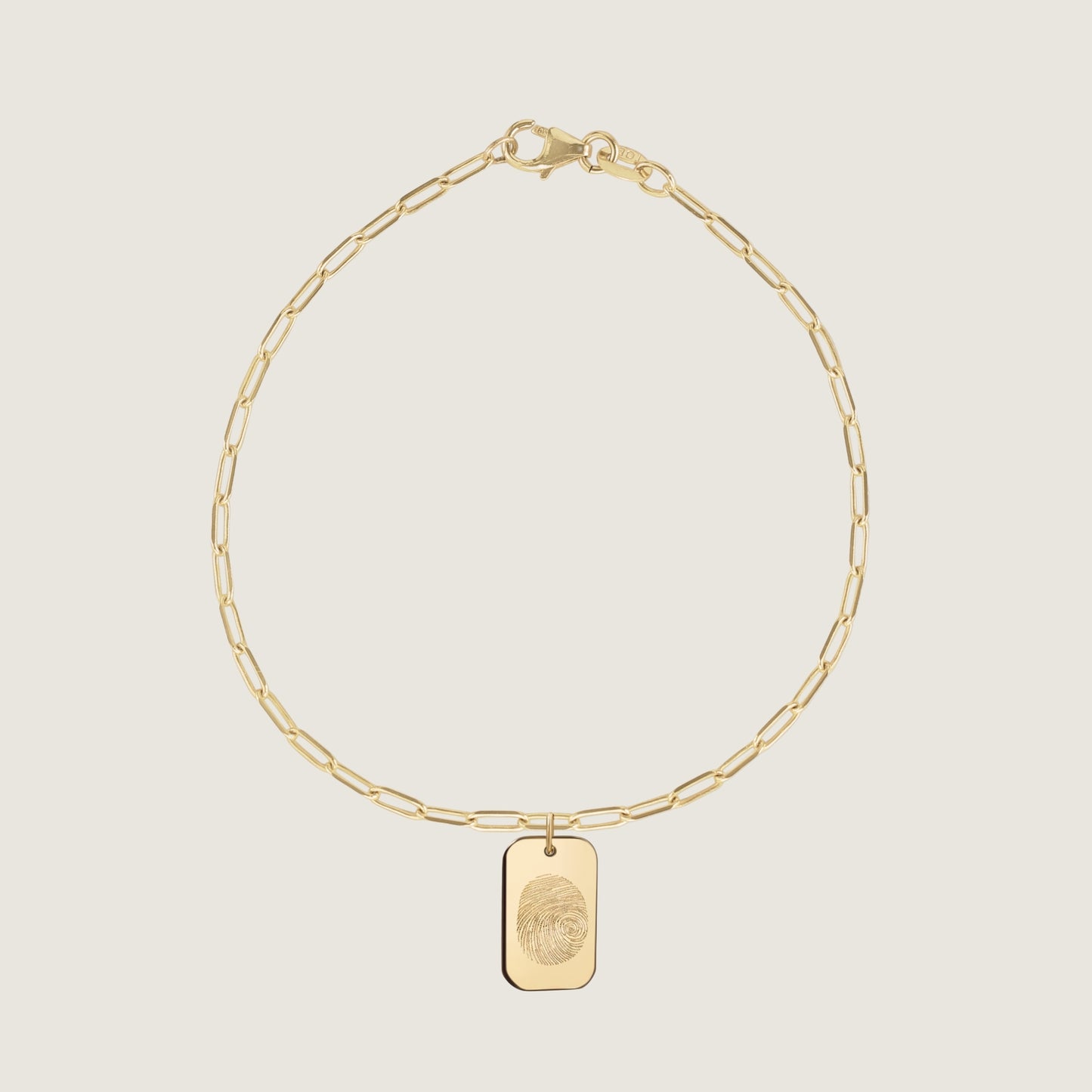Bracelet Trombone Empreinte | Rectangle Or 10 Carats