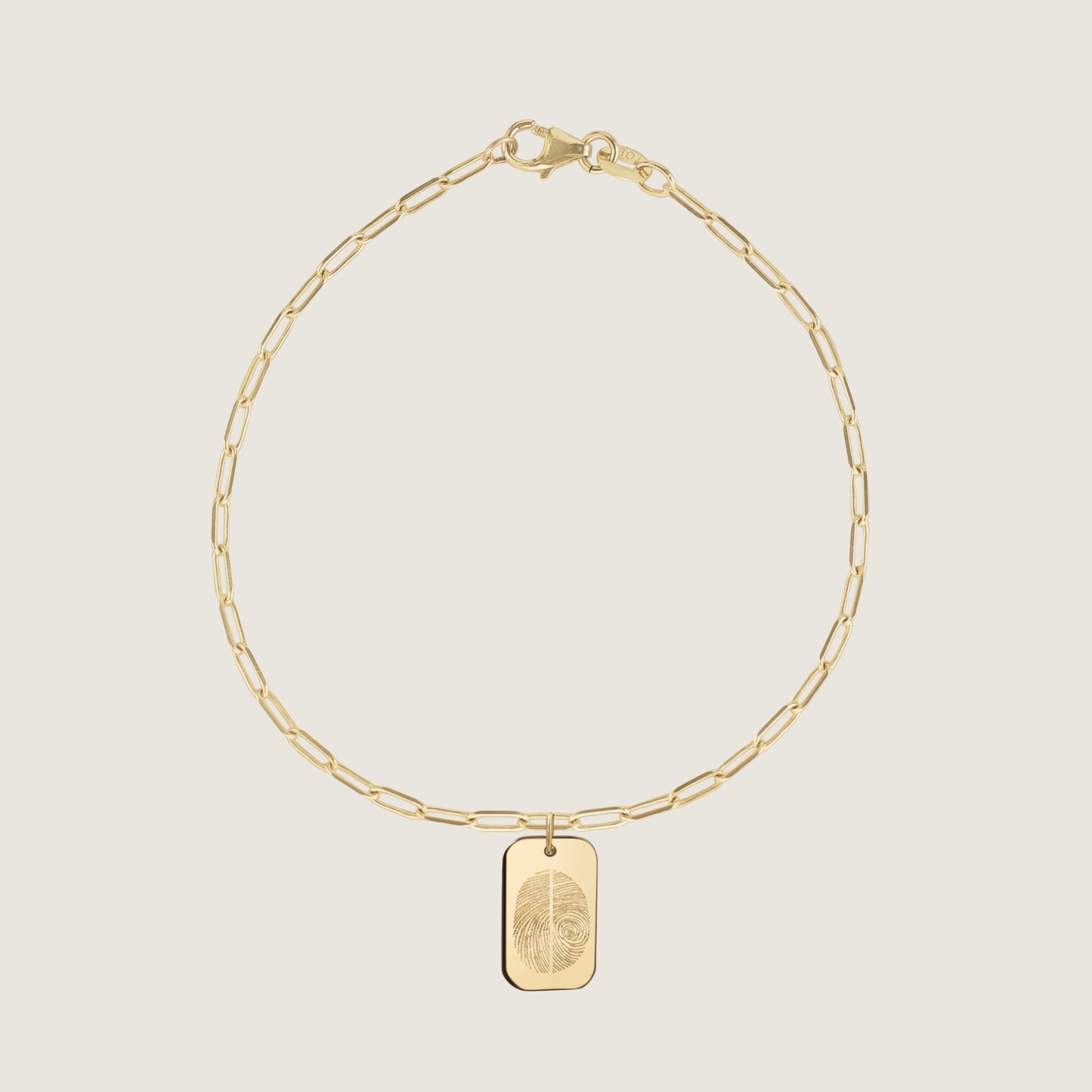 Bracelet Trombone Deux Empreintes | Rectangle Or 10 Carats