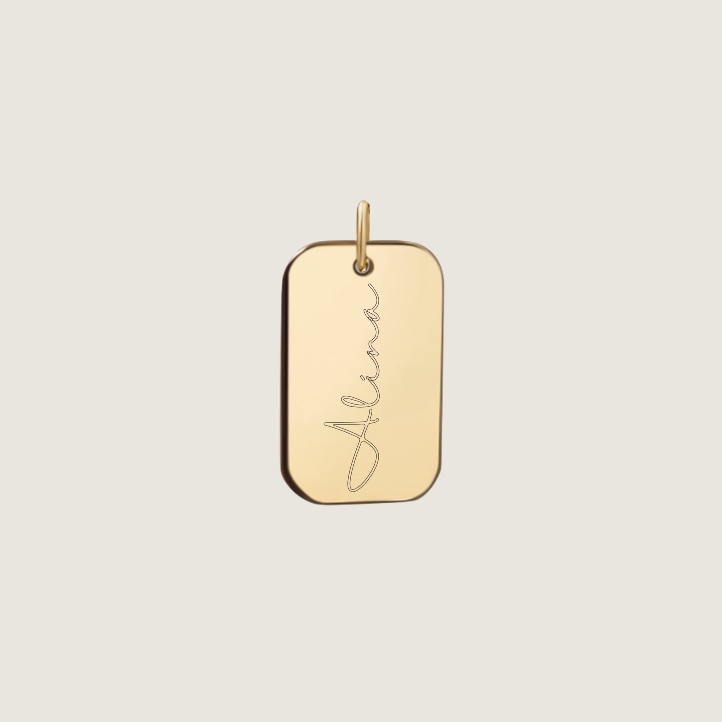 Initial Name Pendant | 10K Gold Rectangle