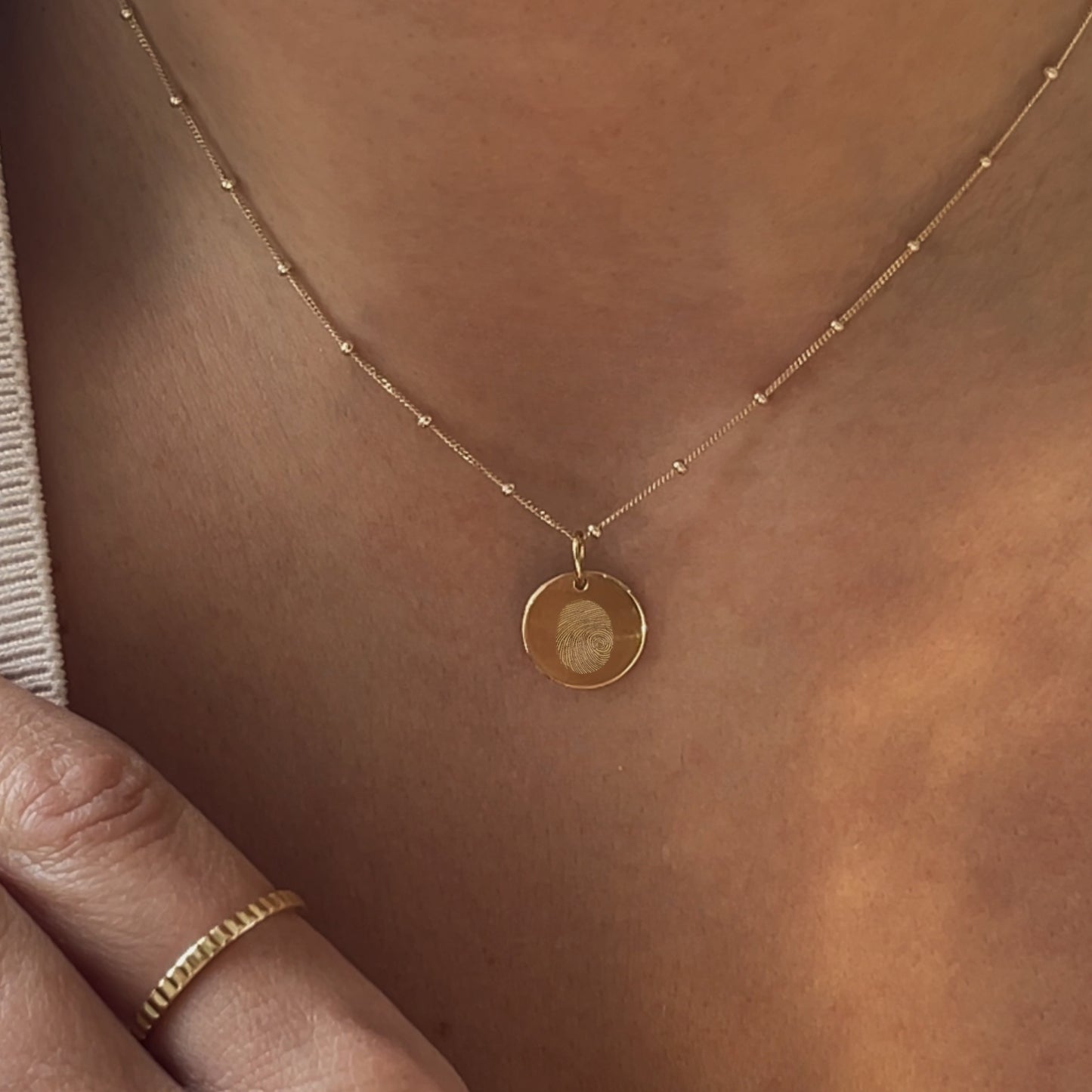 Fingerprint Pendant | 10K Gold Circle
