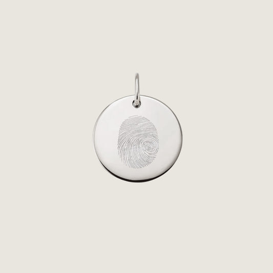 925 Sterling Silver Actual Fingerprint Personalized Custom Memorial Engraved Pendant