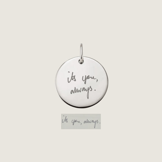 925 Sterling Silver Actual Handwriting Personalized Custom Memorial Engraved Pendant Jewelry