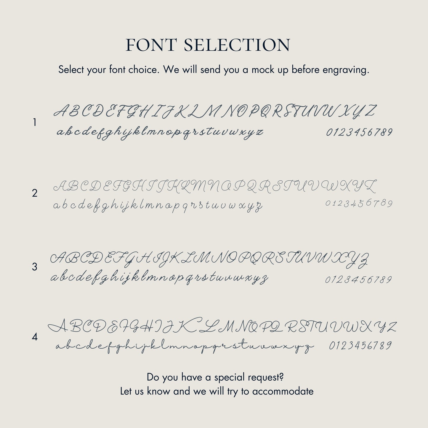 Font selection for engraving on three fingerprint twisted bracelet