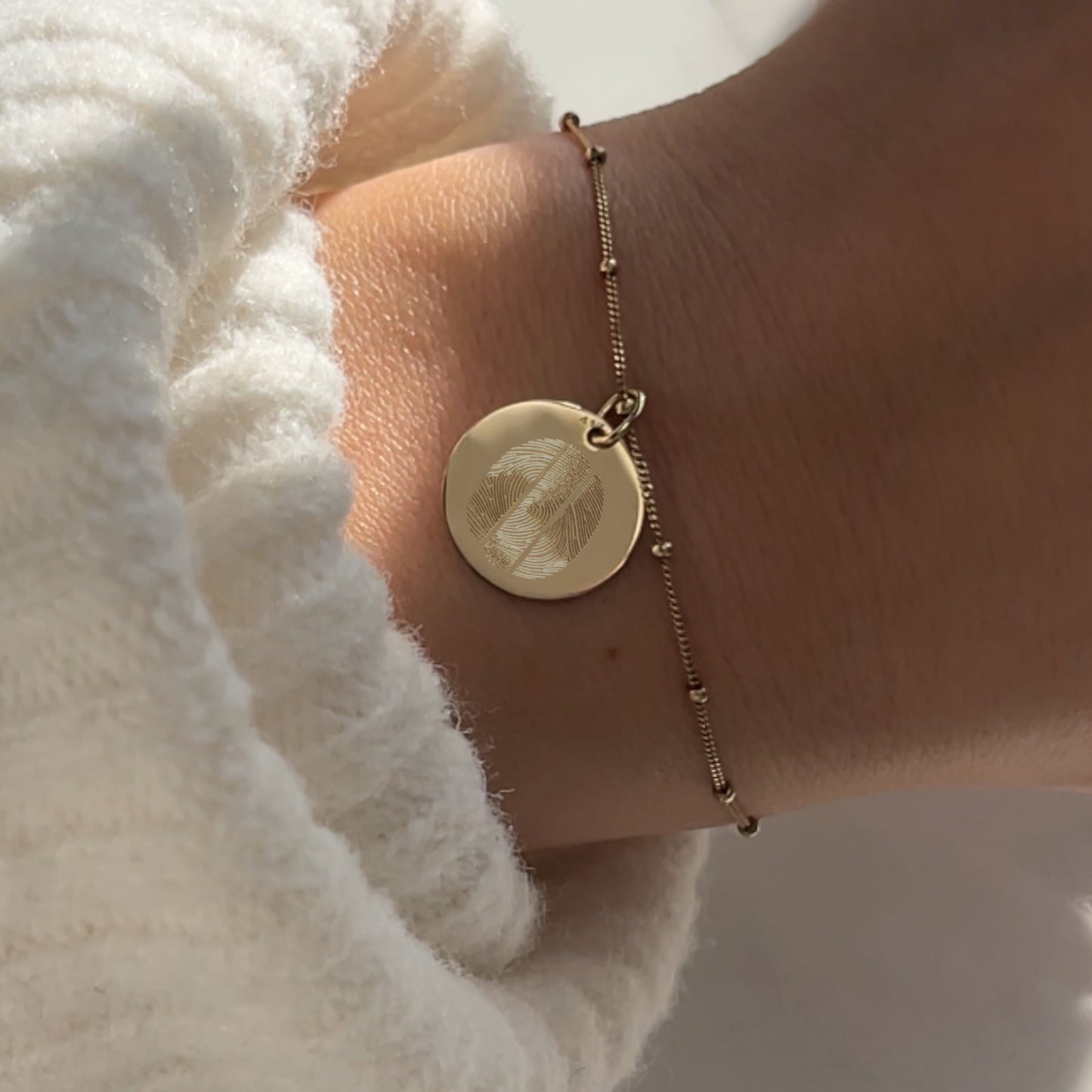 Bracelet Sphère Trois Empreintes | Disque Or 10 Carats