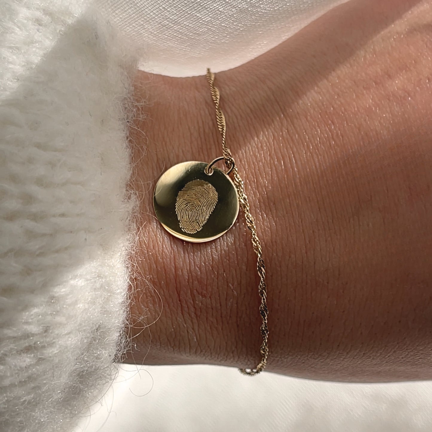 Bracelet Torsadé Empreinte | Disque Or 10 Carats