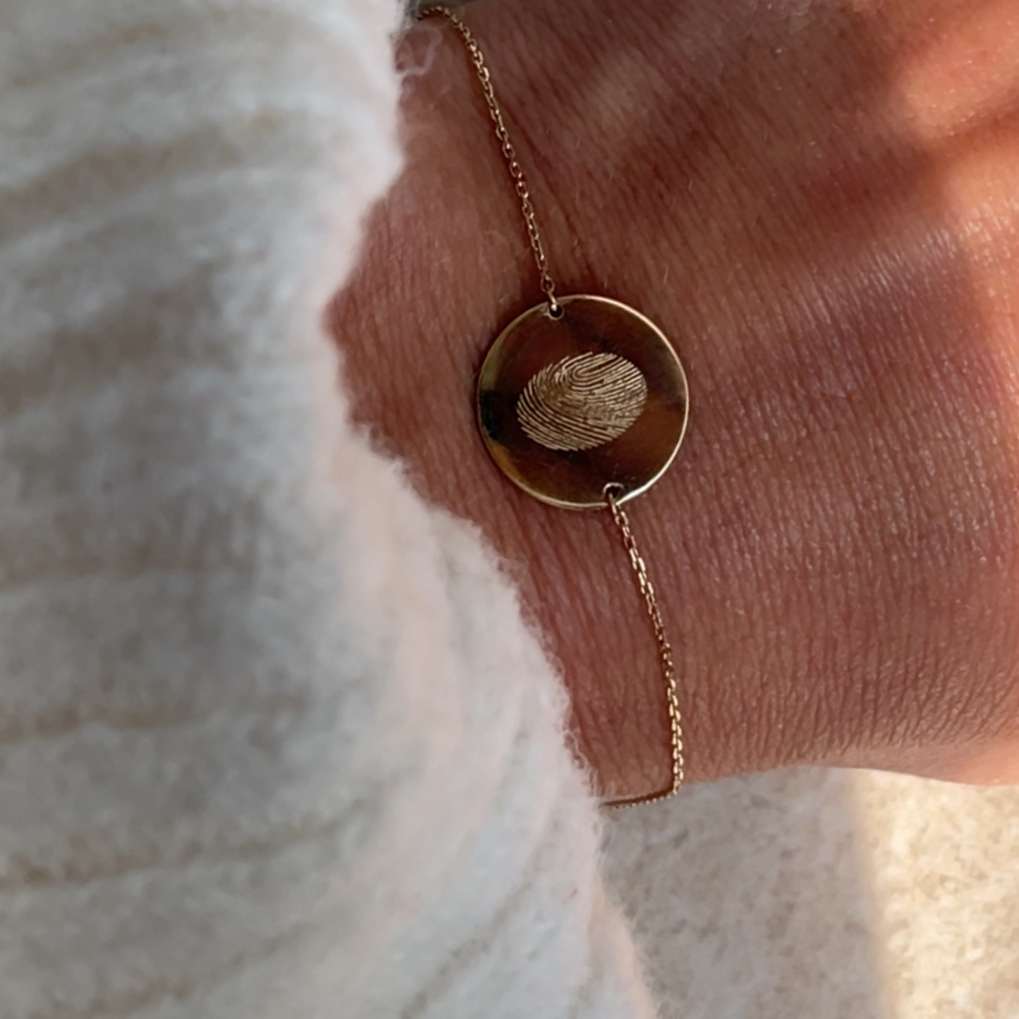 Bracelet Sphere Empreinte | Disque Or 10 Carats