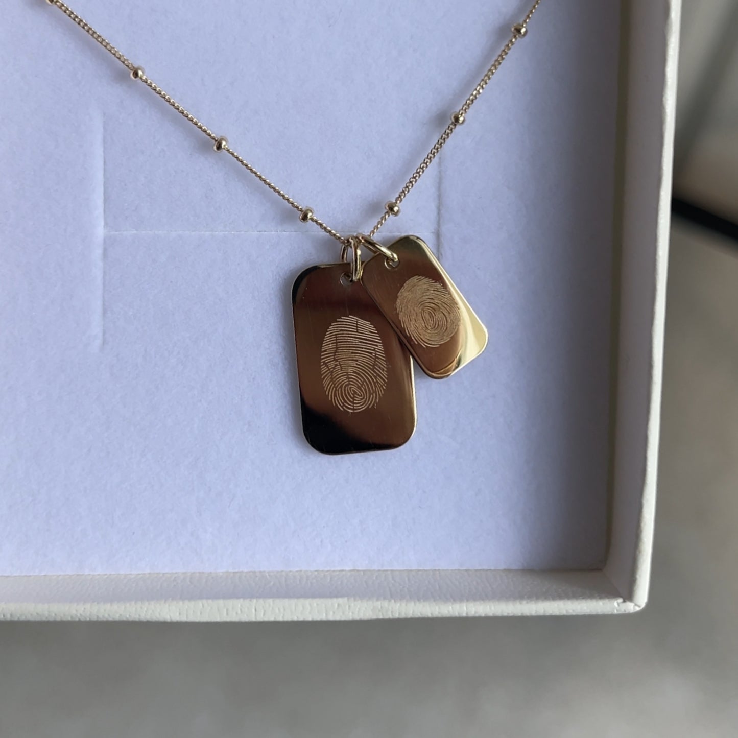 Fingerprint Pendant | 10K Gold Rectangle