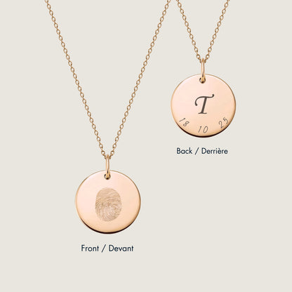 Fingerprint Cable Chain Necklace | 10K Gold Circle